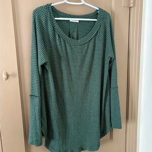 BUCKETLIST Forest Green Waffle Knit Long Sleeve Tee